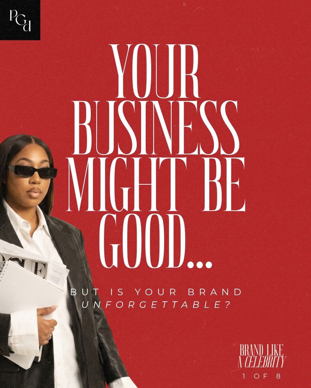 Campaign frame on deep red asking whether your brand is unforgettable